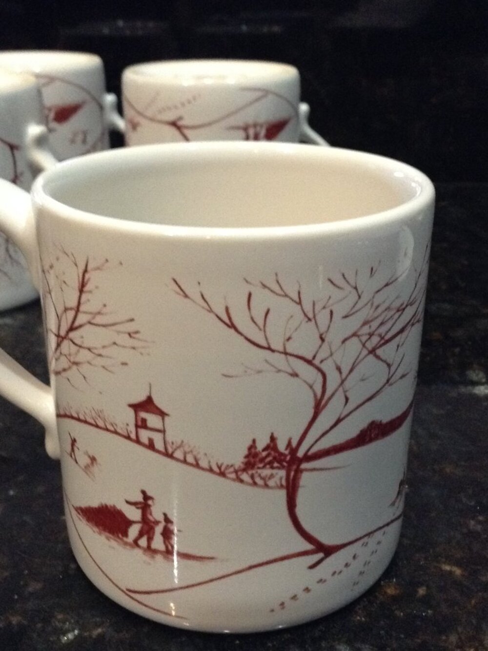 NWOT (4) Juliska Country Estate Mugs "Winter Frolic" 12 oz Collectible Quality - Picture 5 of 7